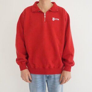 Vintage Redwood Classics Cotton Quarter Zip Red Minimalist Sporty Streetwear XL